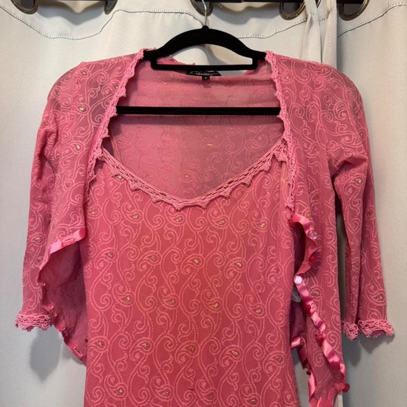 VTG Betsey Johnson Barbie Pink Cardi Dress Set - Picture 2 of 4